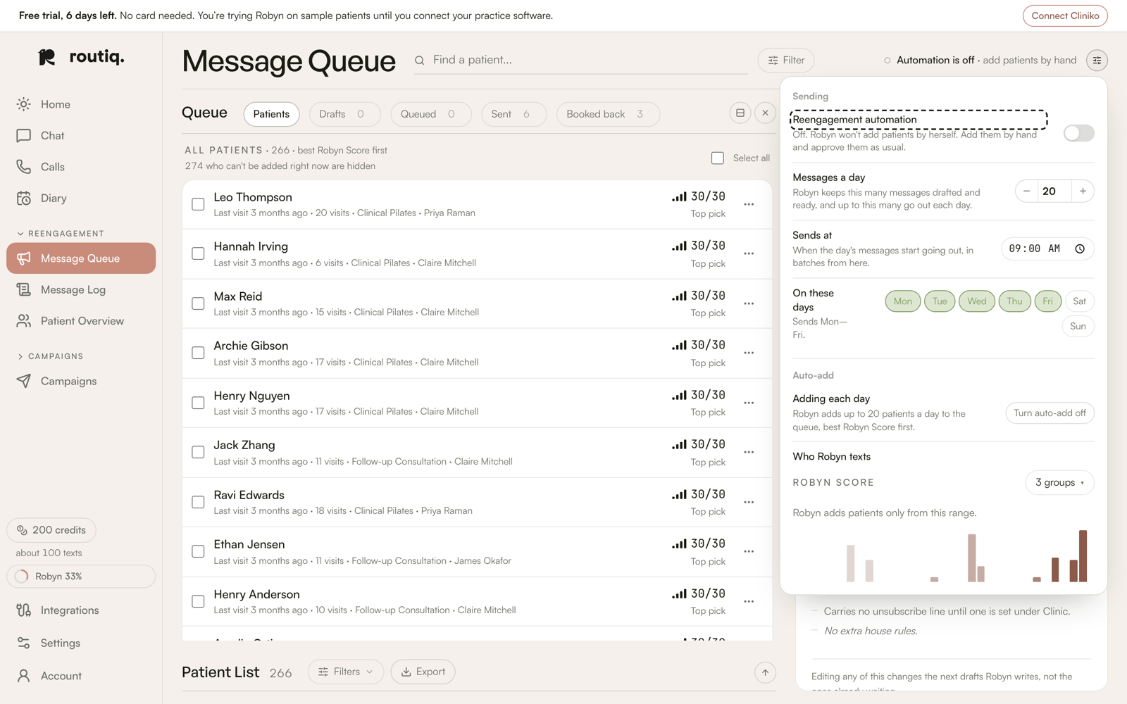 Automation settings, with Reengagement automation boxed