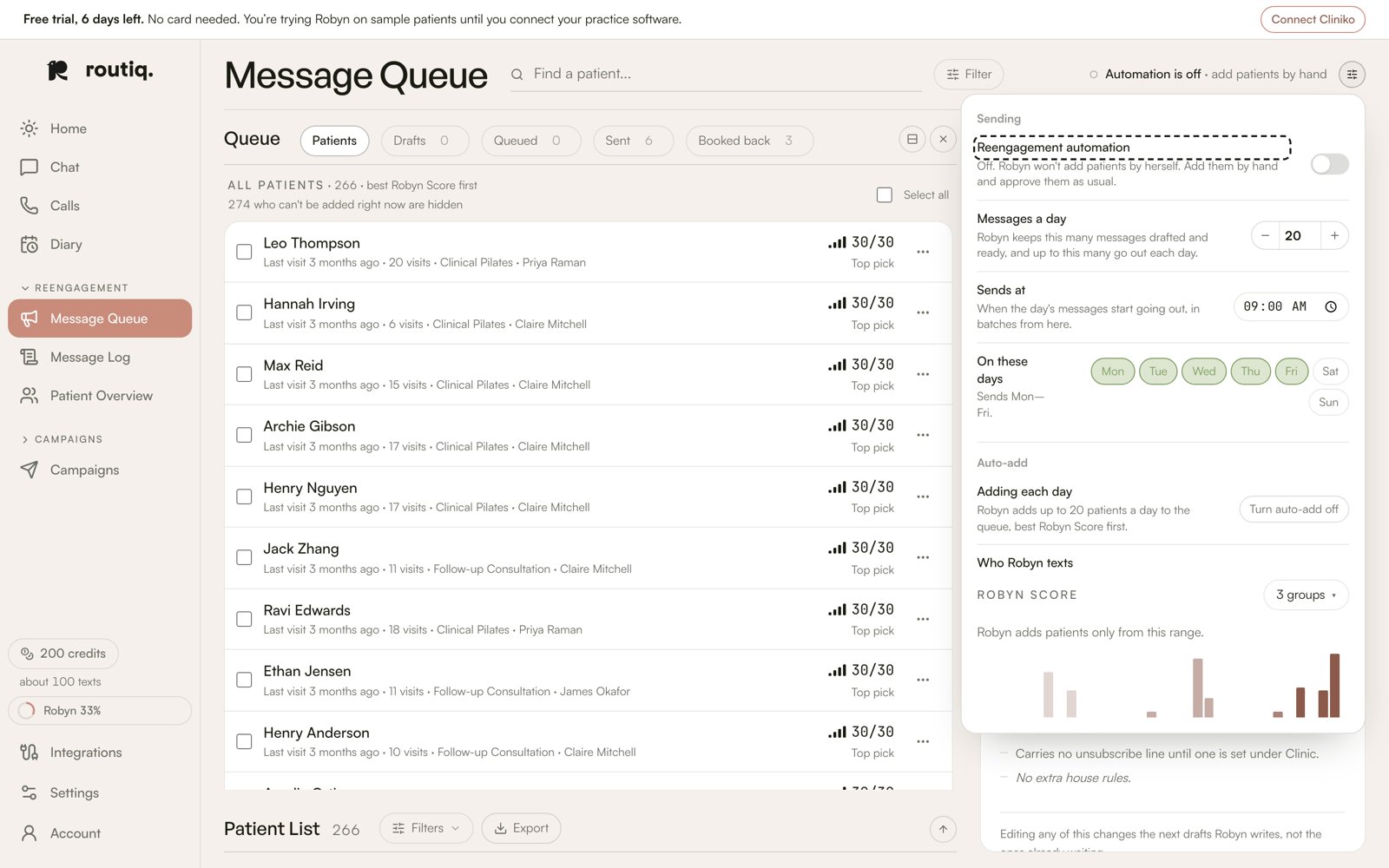 Automation settings, with Reengagement automation boxed