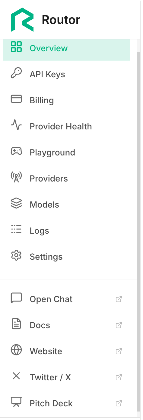 Dashboard sidebar navigation
