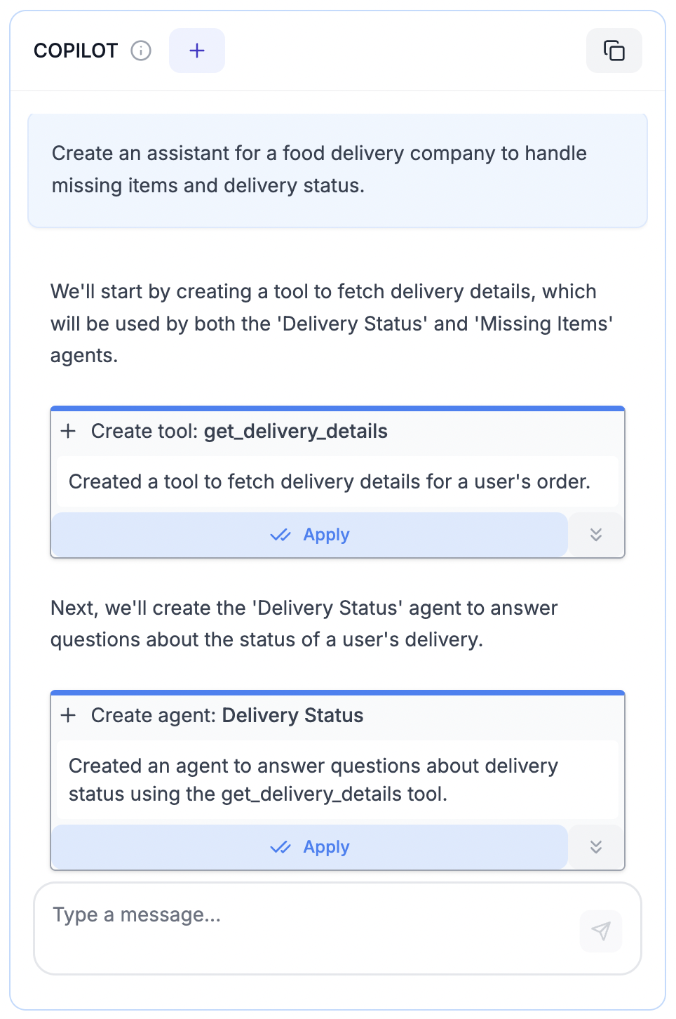 Creating agents with Copilot
