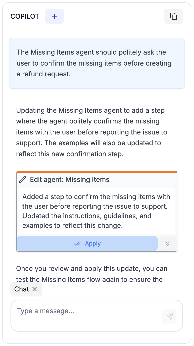 Update agent using Copilot