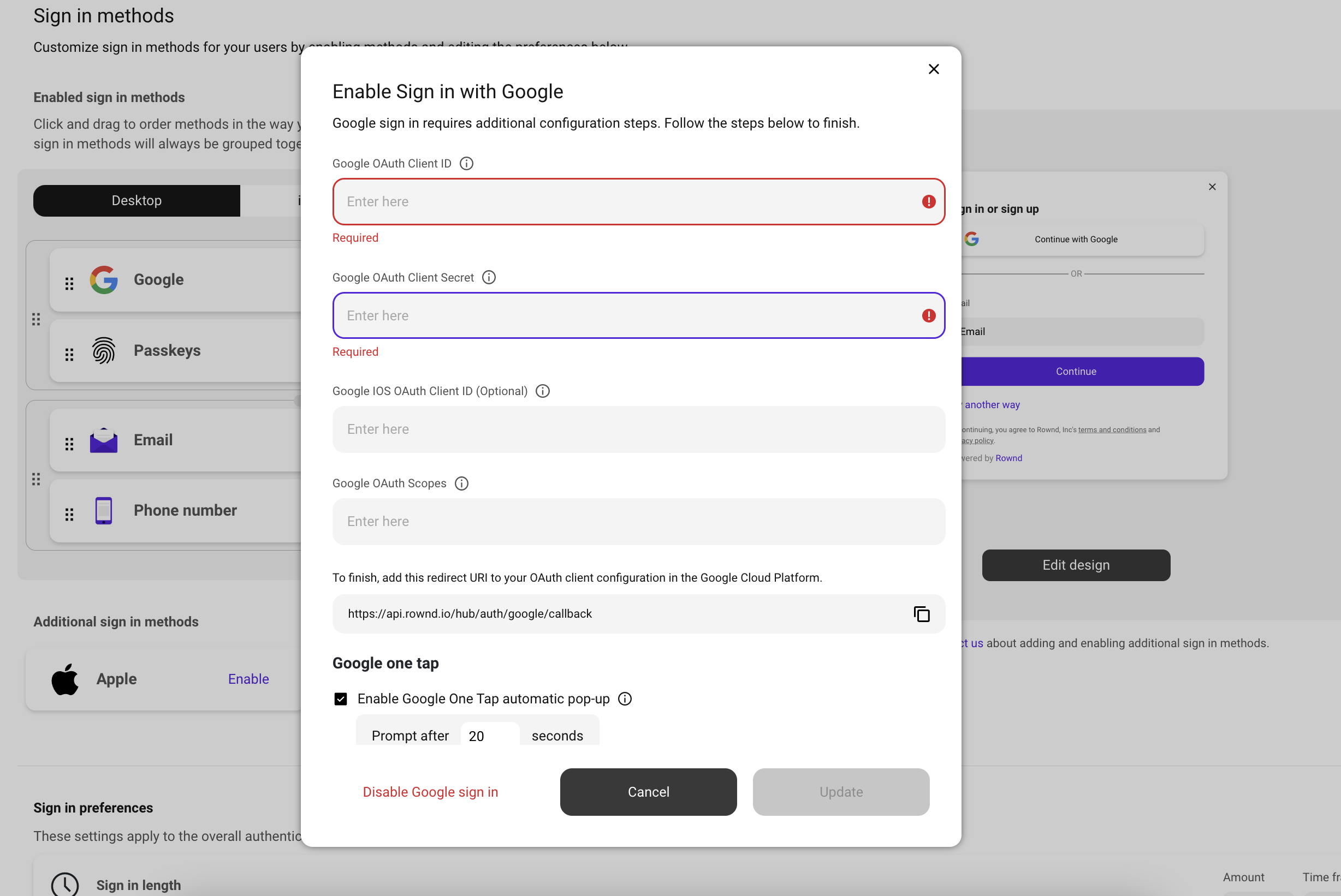 Configuring Google One Tap is easy.