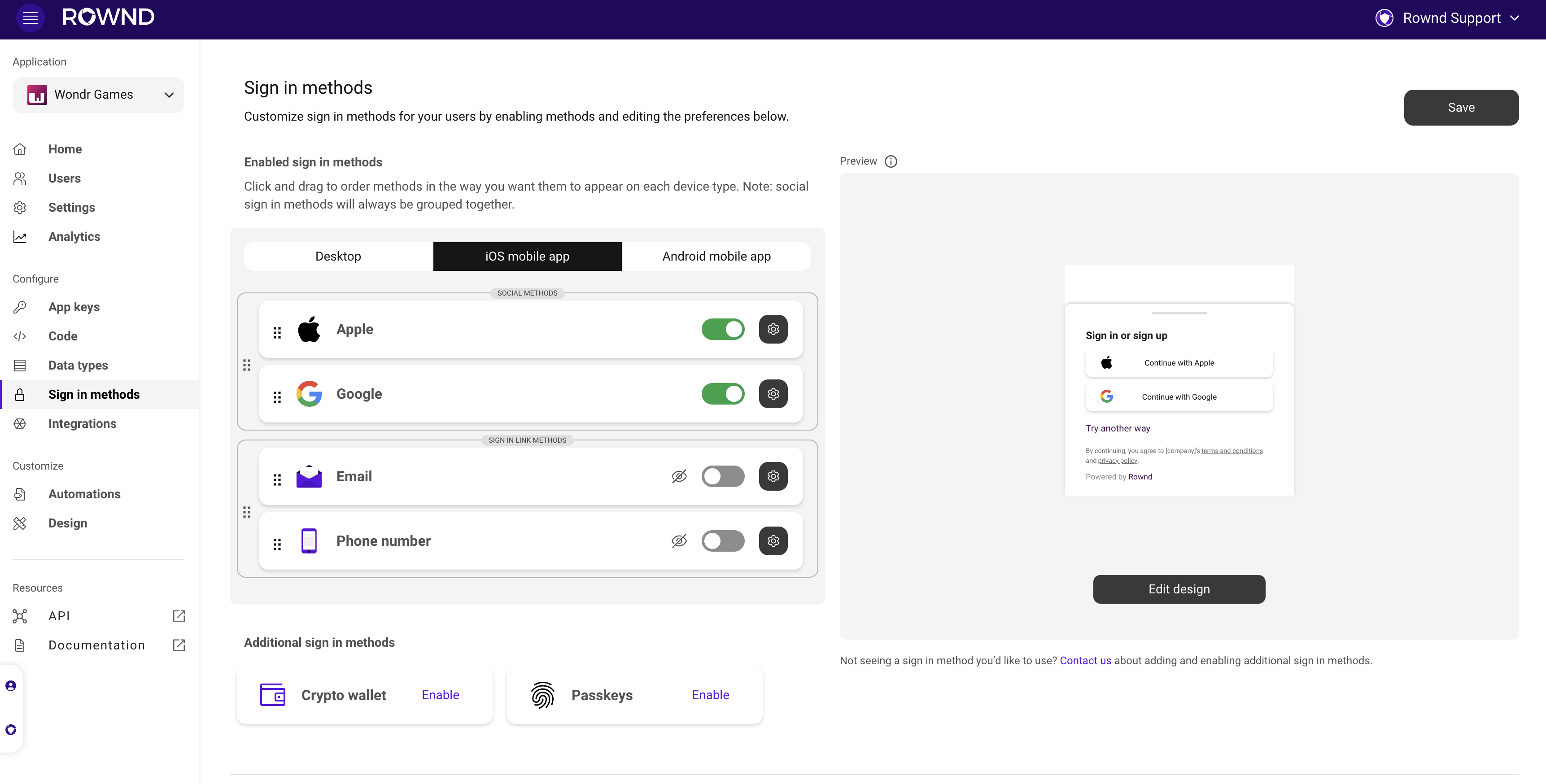 Customize the order and visability by device.