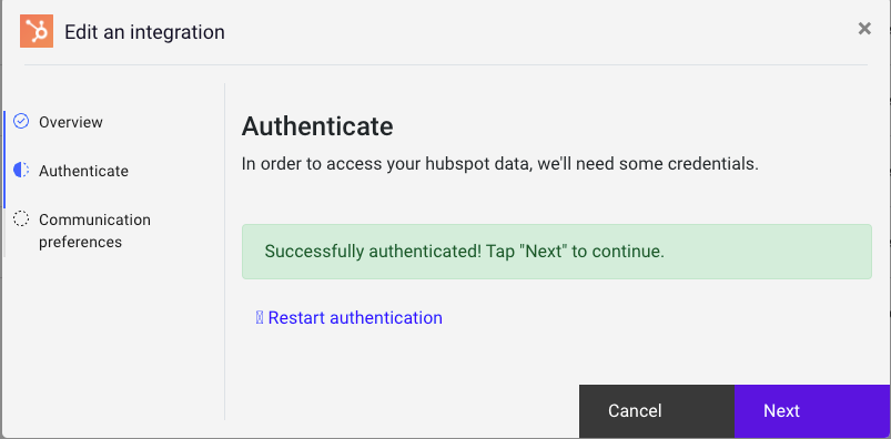 Create the Hubspot authentication