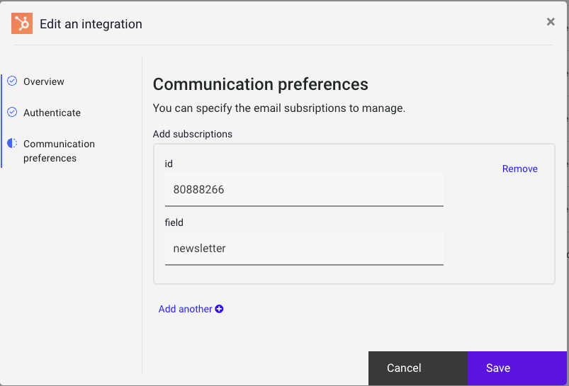 Create the Hubspot settings