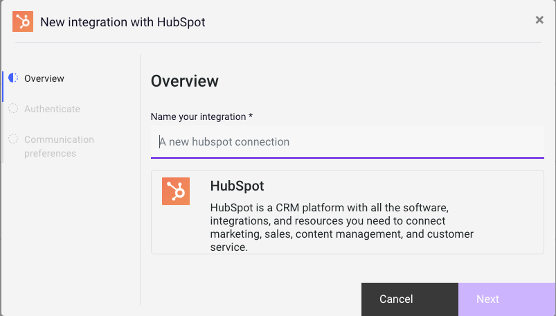 Create the Hubspot integration