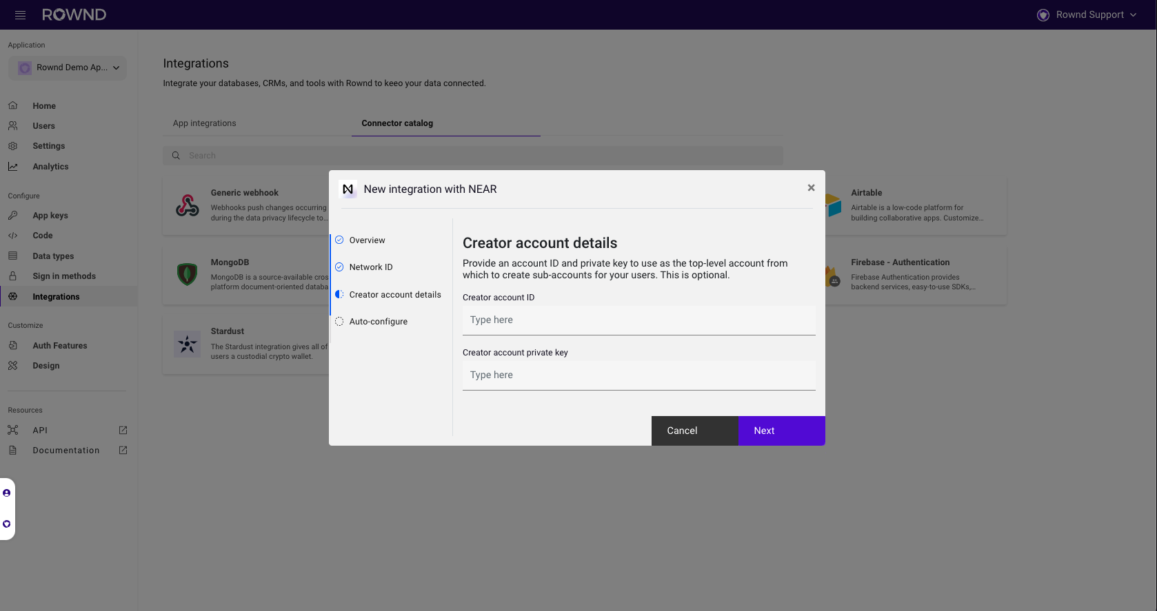 Enter wallet details
