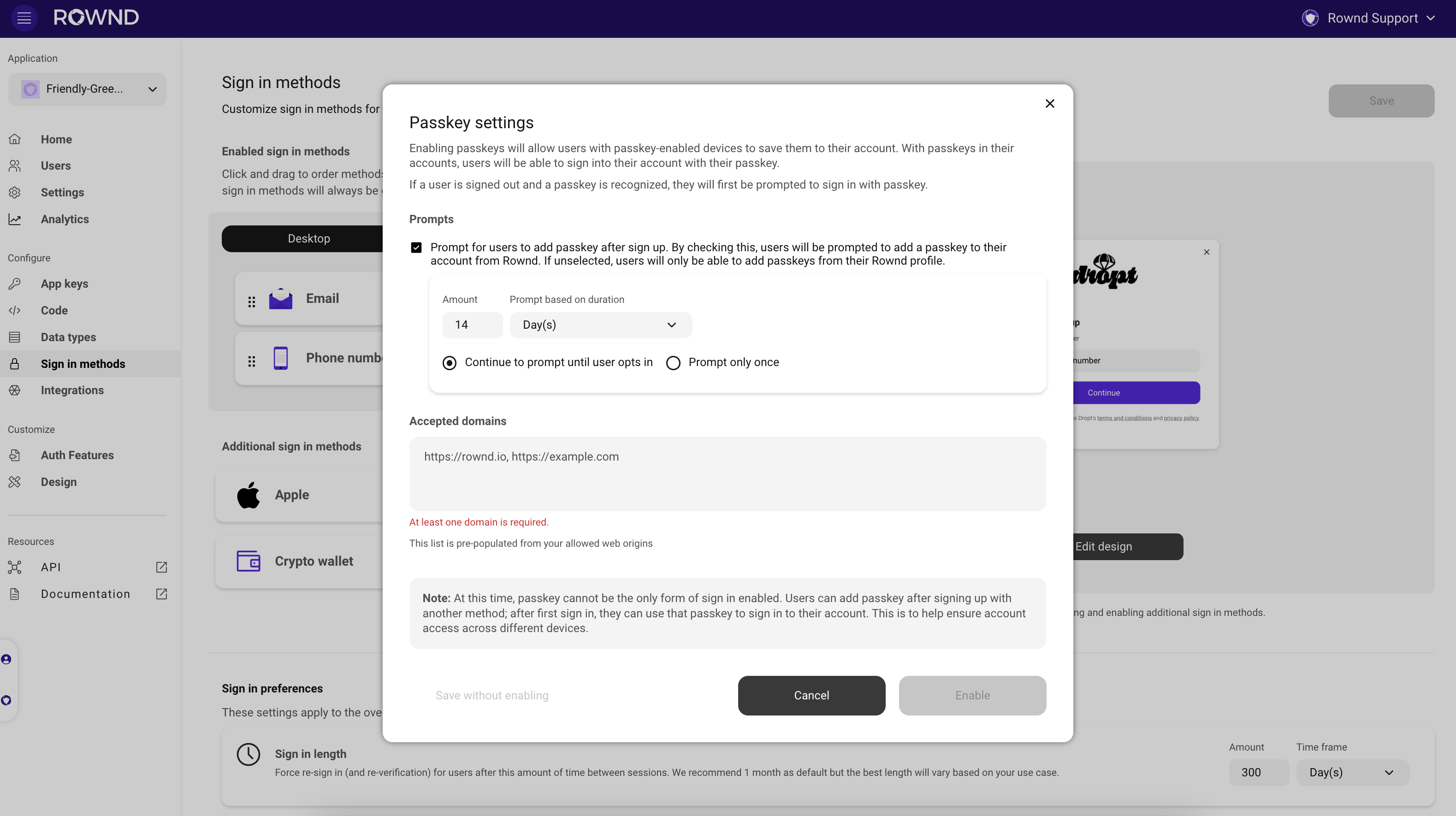 Configuring passkeys only takes a few seconds.