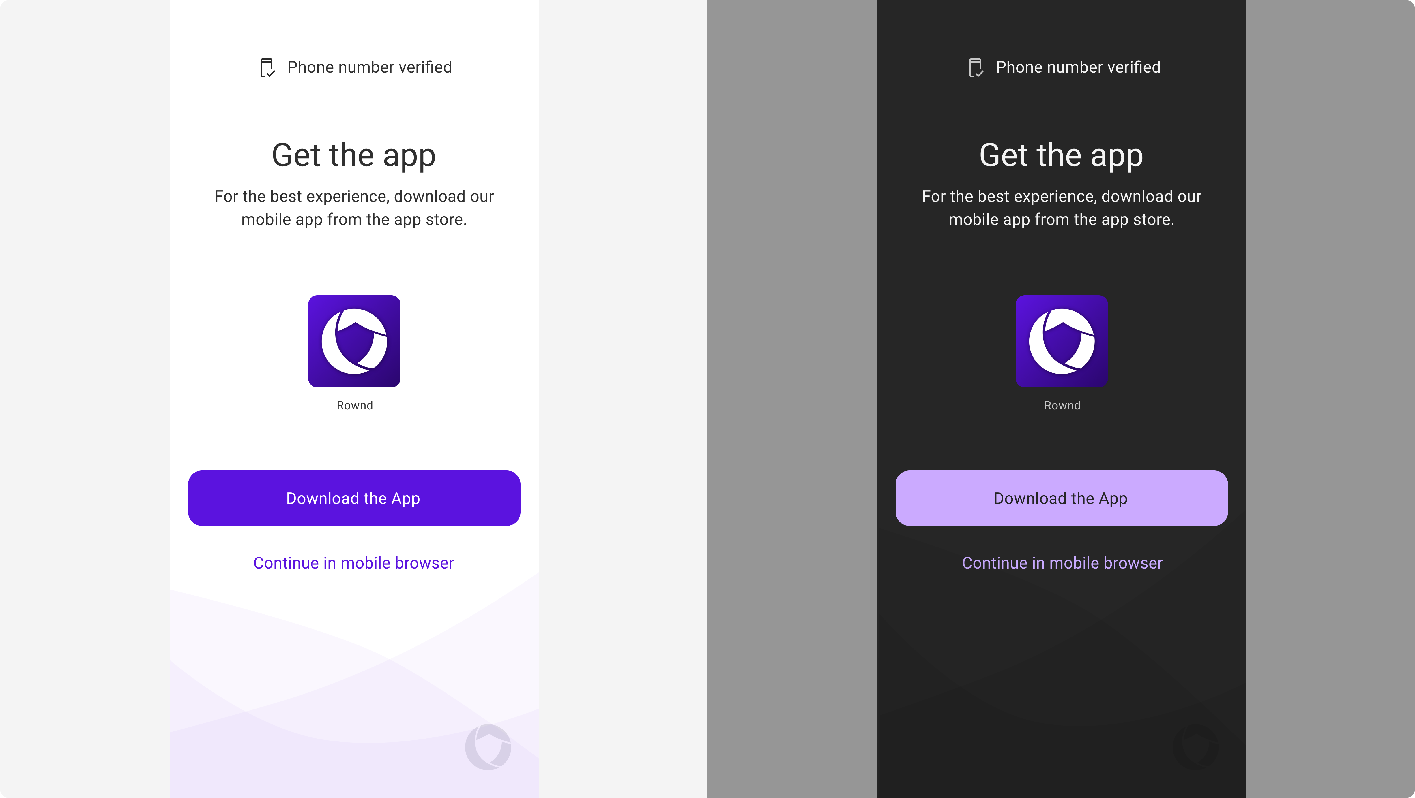 Mobile app redirect screen examples