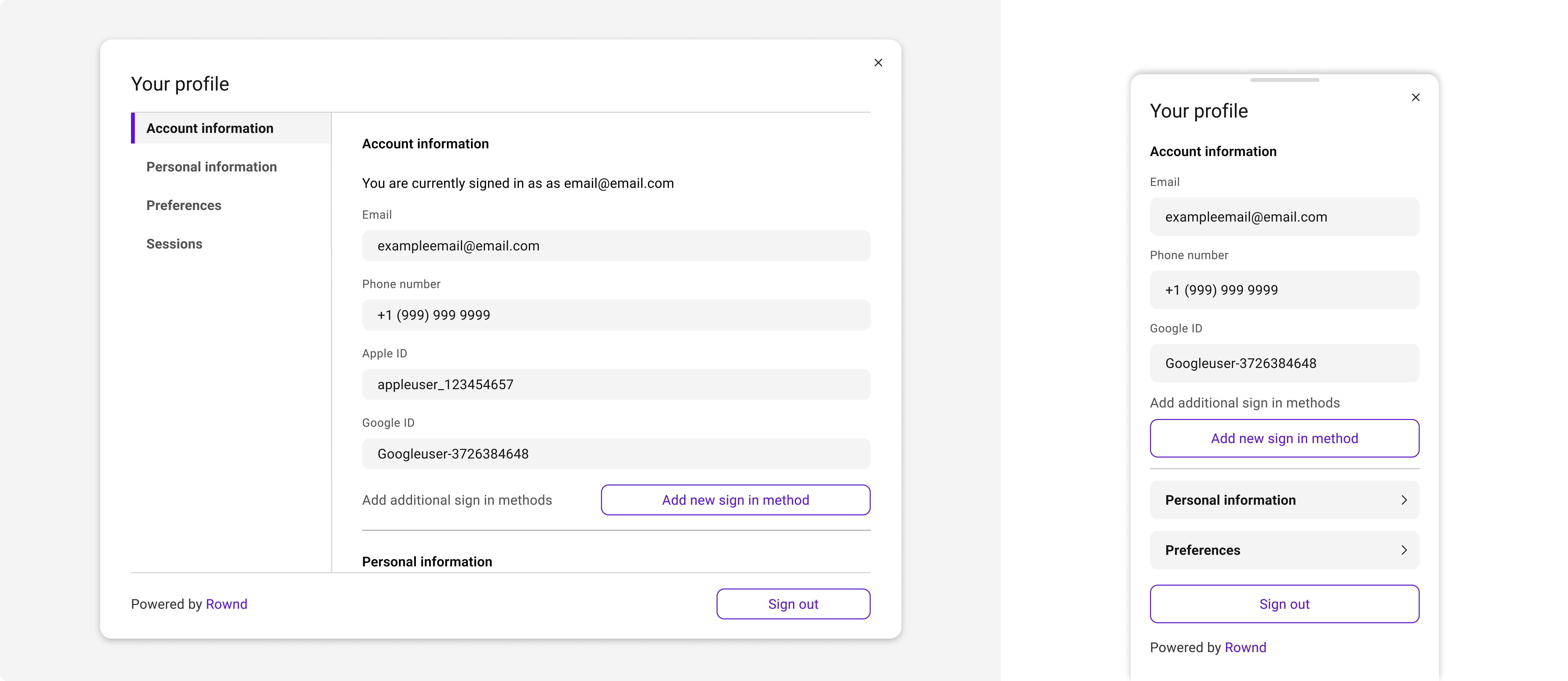 Profile examples