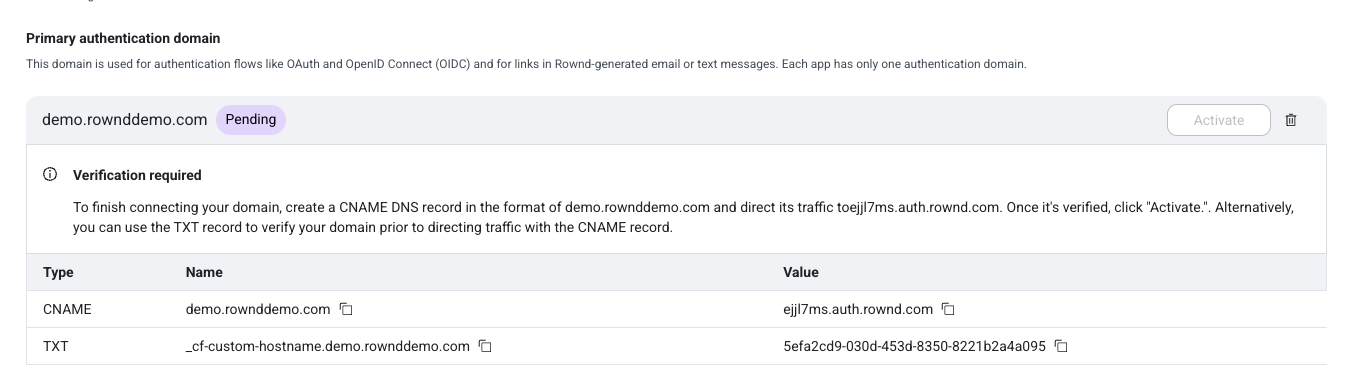Add your custom domain for verification