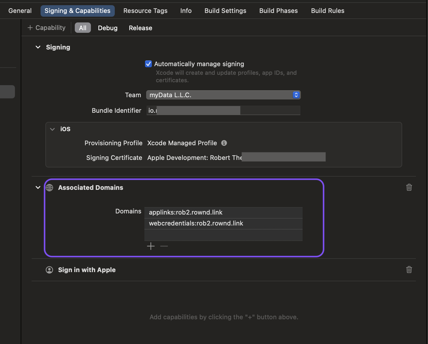 Apple XCode view.