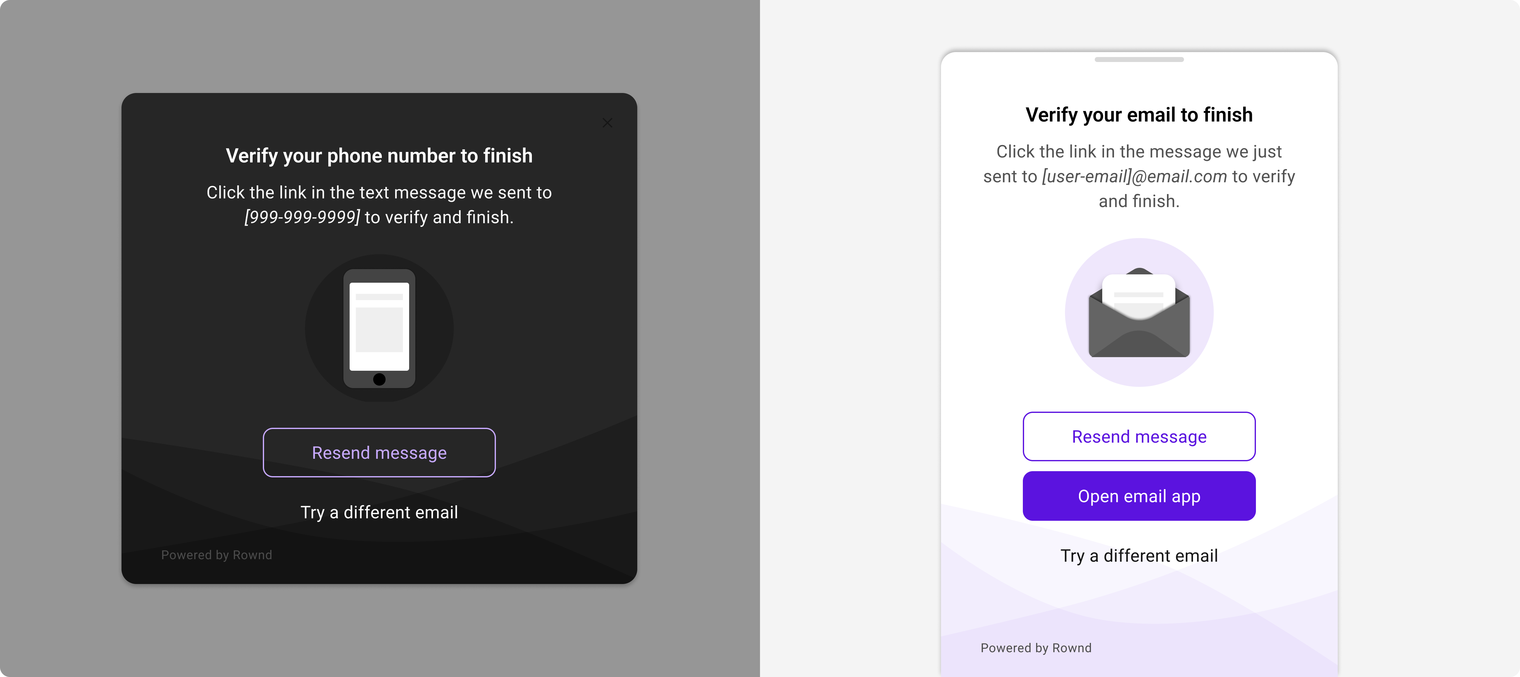 Verification modal examples