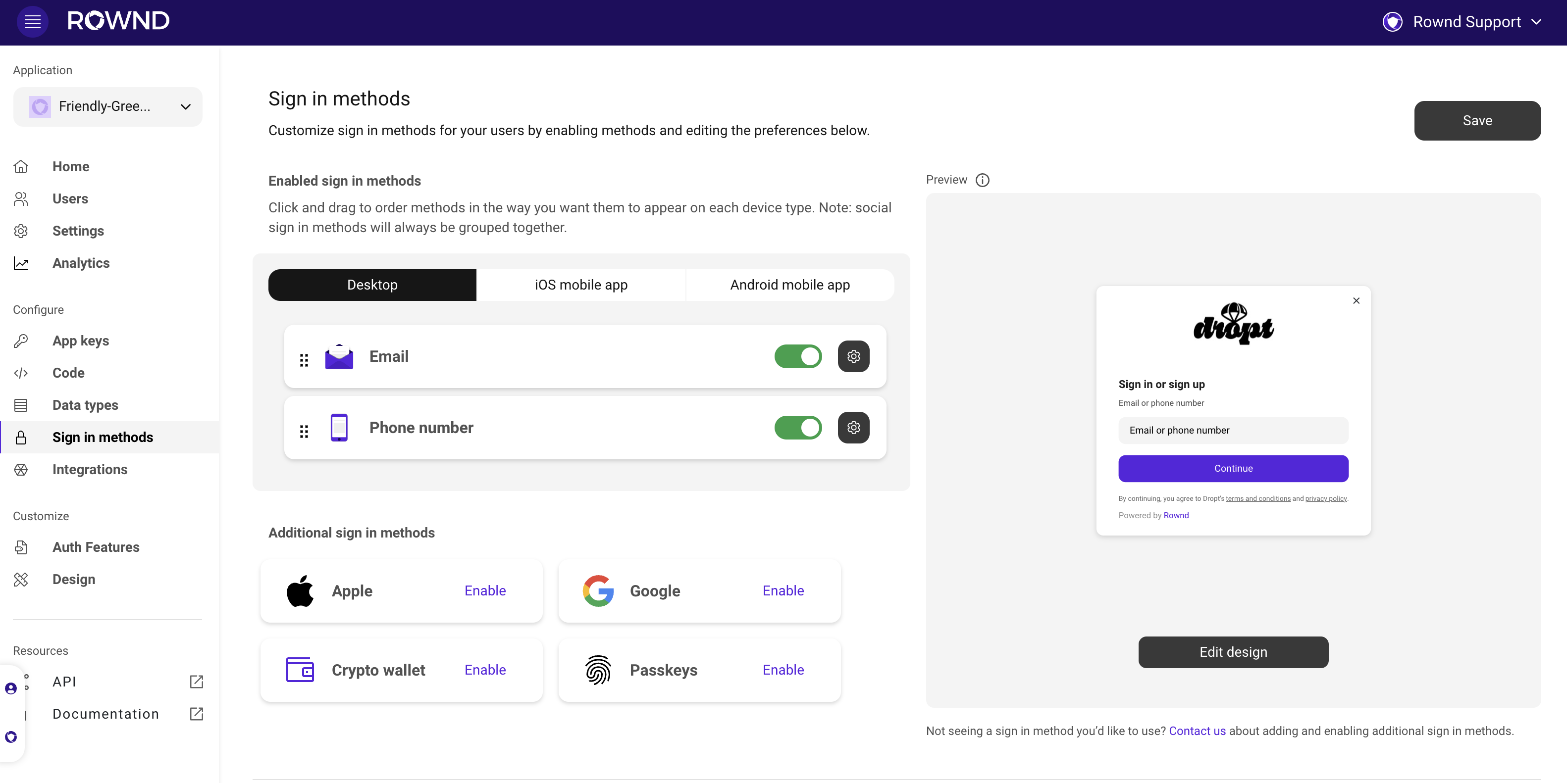 Finding authentication methods is easy; just select "Sign-in methods" from the nav pane.