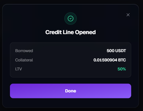 Credit Line Confirmed