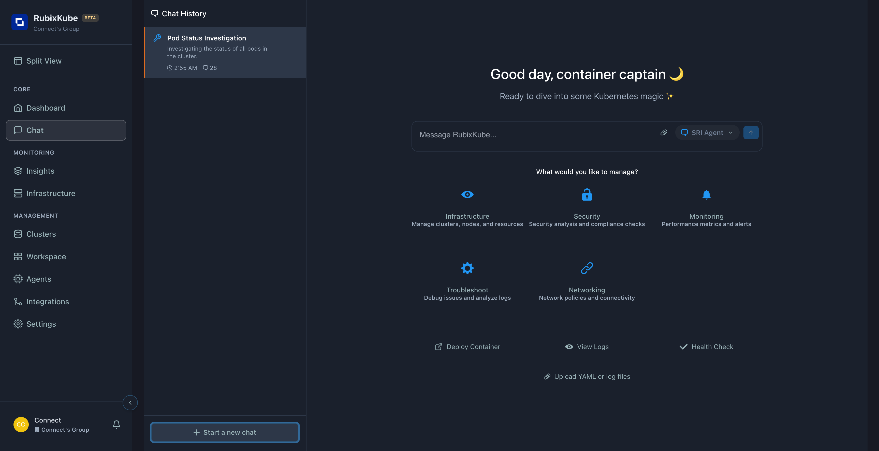Chat interface - clean slate