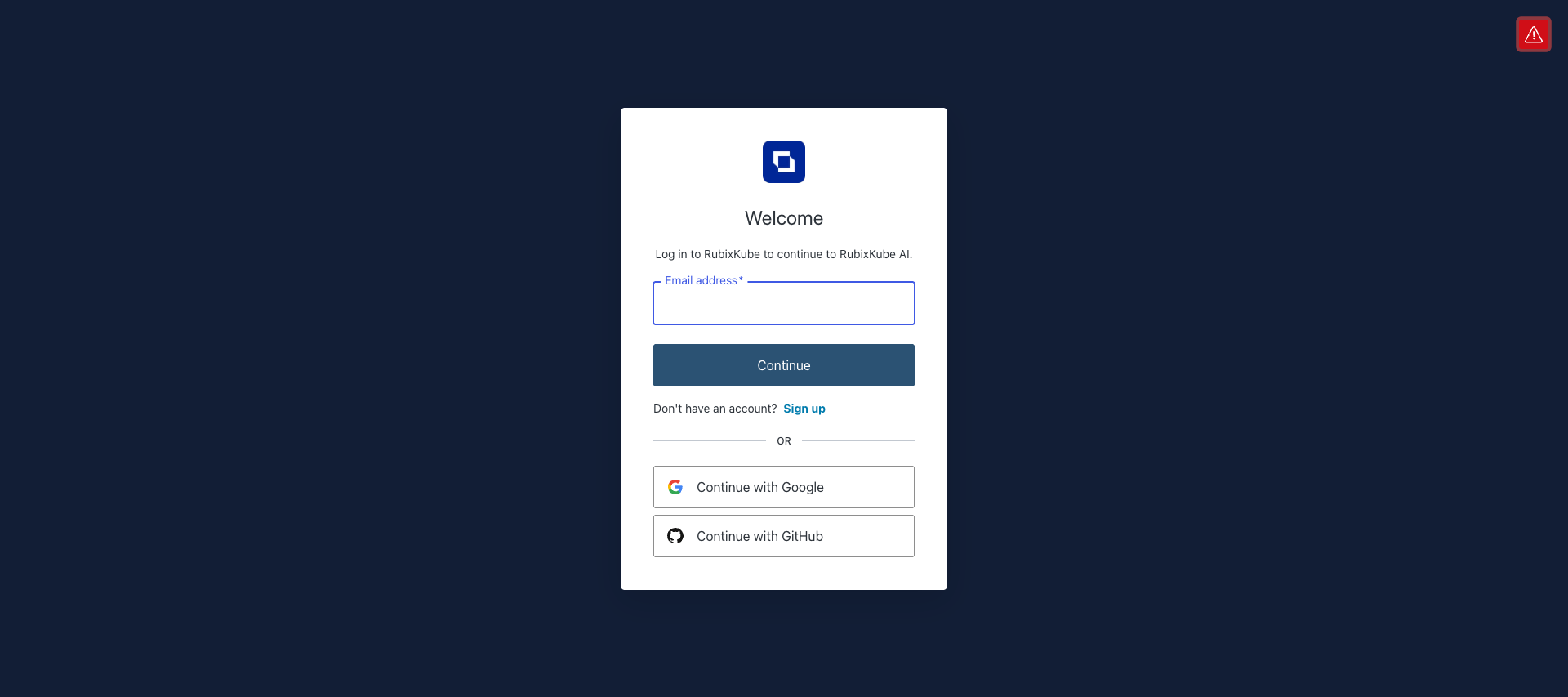 RubixKube login page