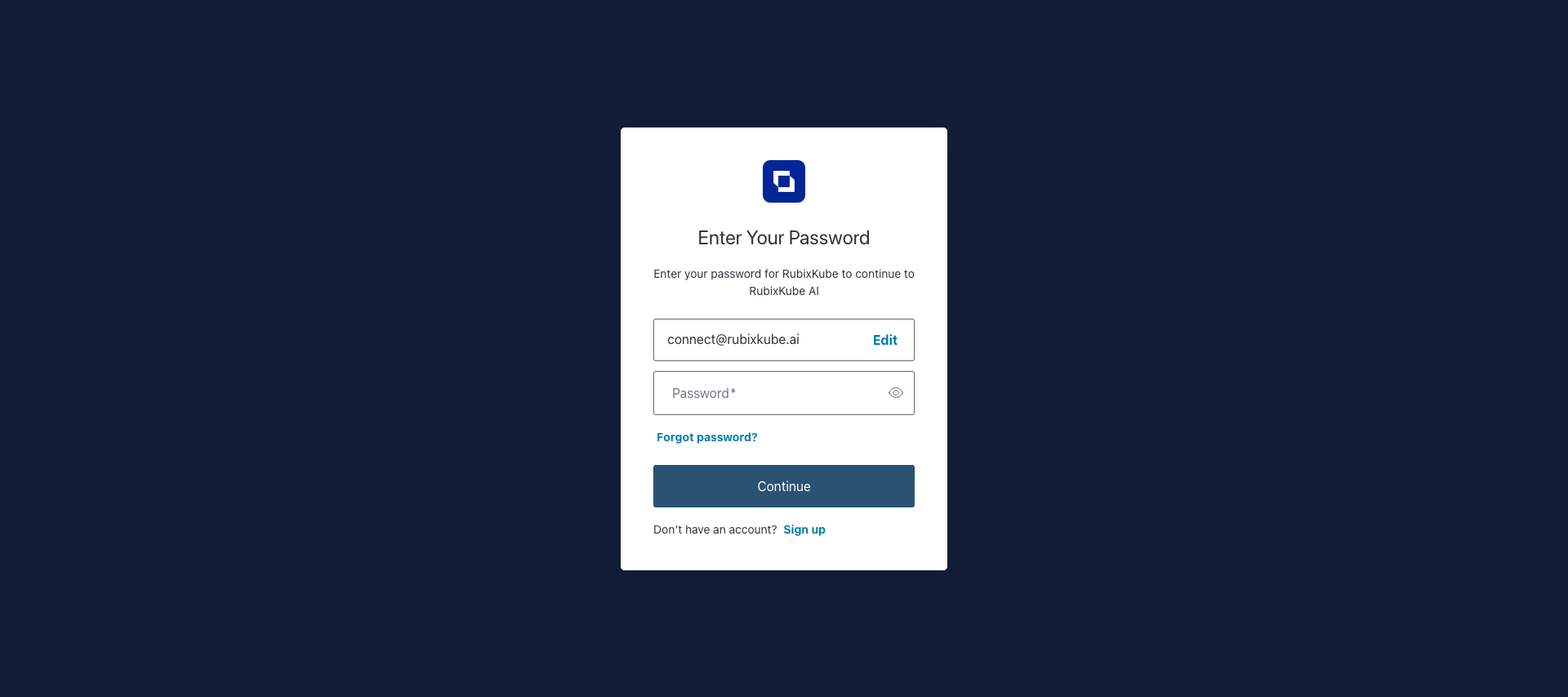 Password entry screen
