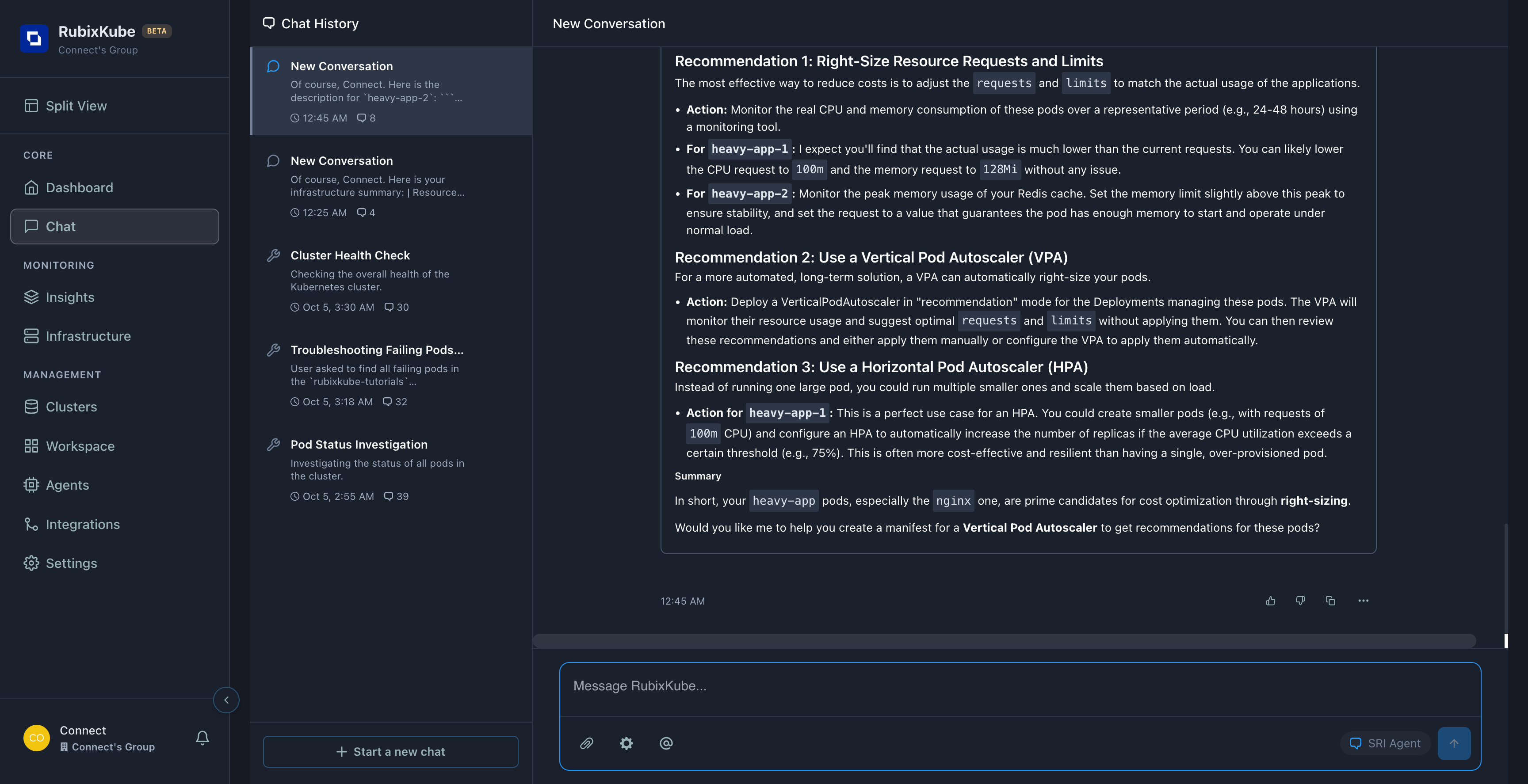 Complete cost reduction recommendations with specific action items
