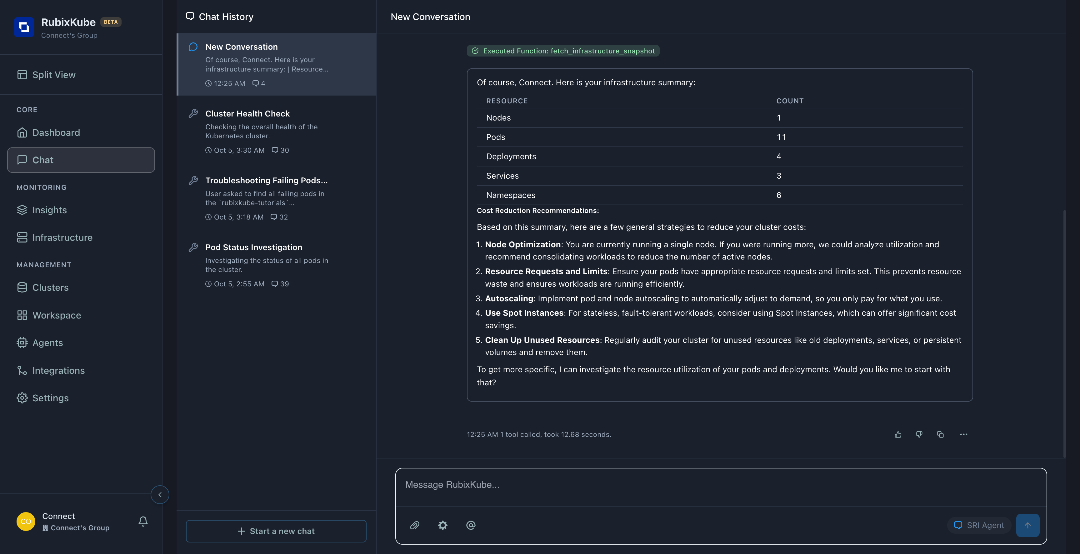 Complete infrastructure summary with cost reduction recommendations