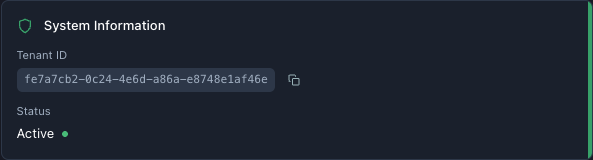 System information with Tenant ID