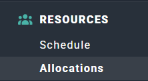 The Resources menu in the nav bar with Allocations selected
