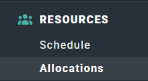 The Resources menu in the nav bar with Allocations selected