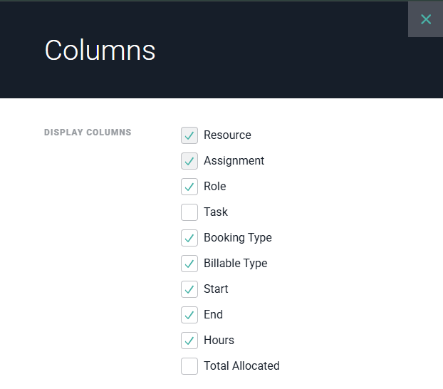 The Columns Picker Controls which Columns Appear in the List