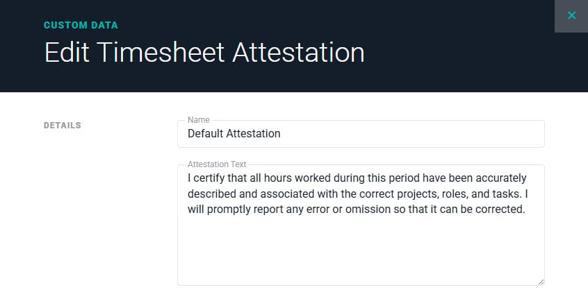 Edit Timesheet Attestation