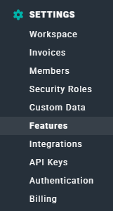 Access the Timesheets Feature via the Features section of Ruddr Workspace Settings
