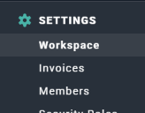 Workspace is the default, and first, option in the Settings area