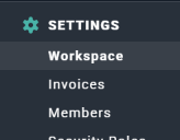 Workspace is the default, and first, option in the Settings area