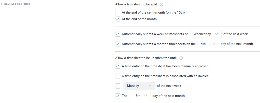 Configure Timesheet Submission and Unsubmission Settings