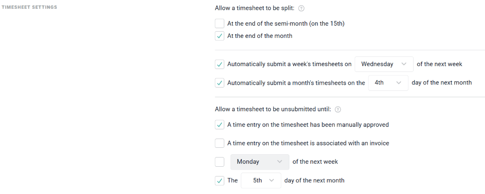 Configure Timesheet Submission and Unsubmission Settings