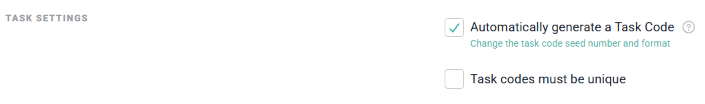 Turn on Automatic Task Codes