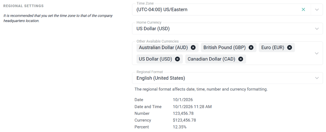 Configure the Default Date, Time, Number, and Currency Formatting for your Workspace