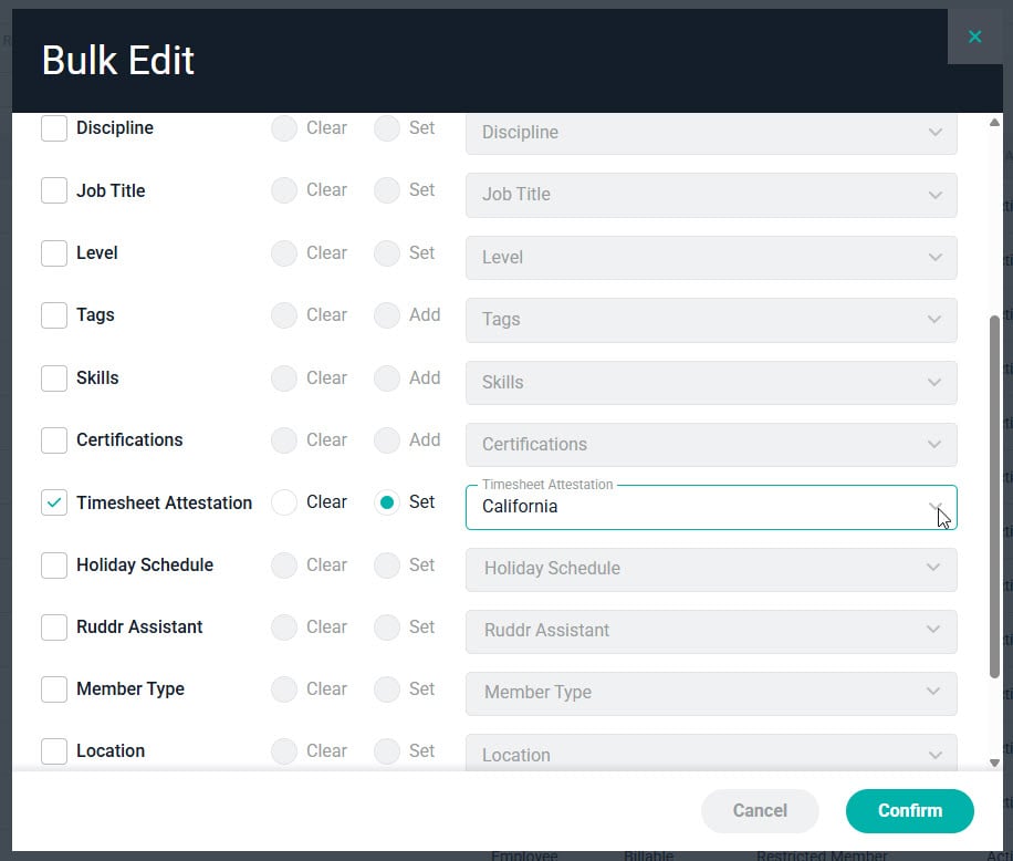 Bulk Edit Attestation