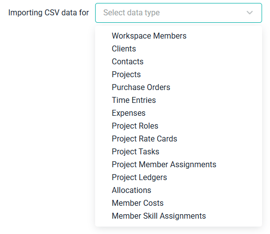 Importing CSV Data for a Selected Data Type / Entity