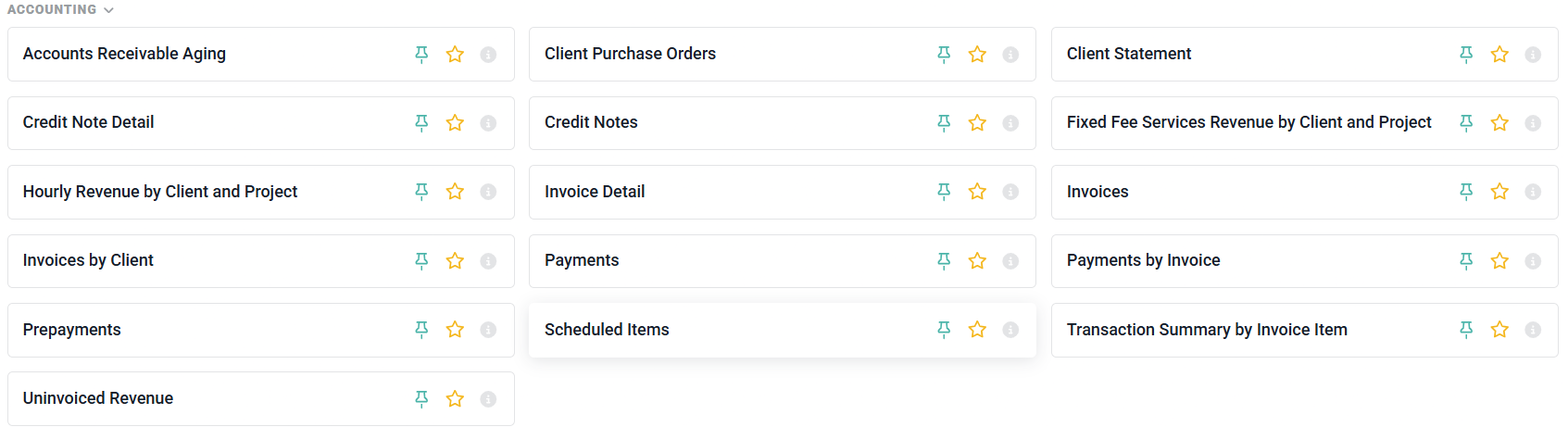 Accounting Reports in the Report Library