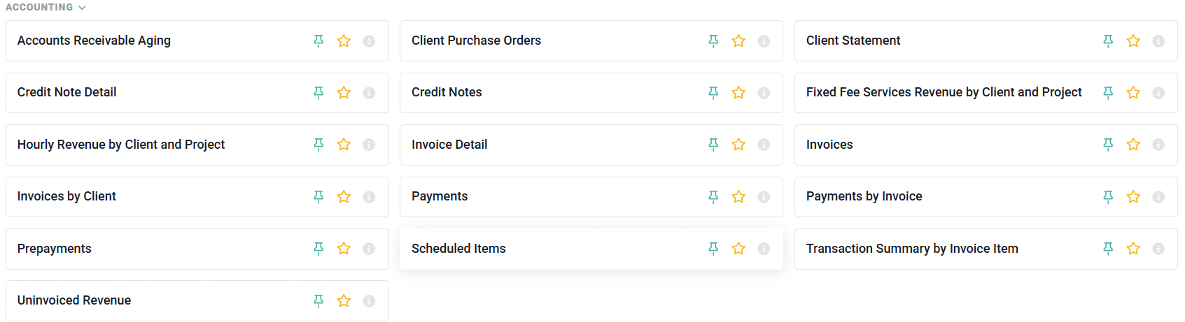Accounting Reports in the Report Library