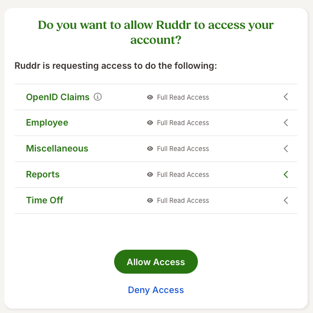 Allow Ruddr to Access BambooHR data