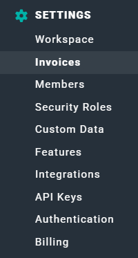 Invoices is the Second Option in the Settings Area