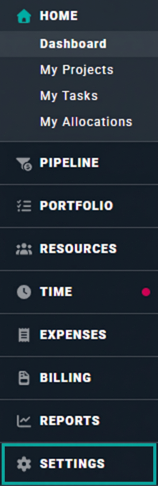 Click Settings to Manage Various Aspects of Your Workspace