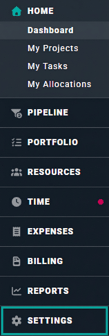 Click Settings to Manage Various Aspects of Your Workspace