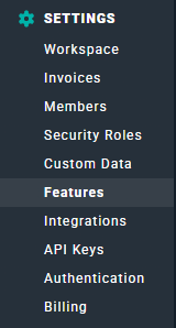 Access Features from Ruddr Workspace Settings