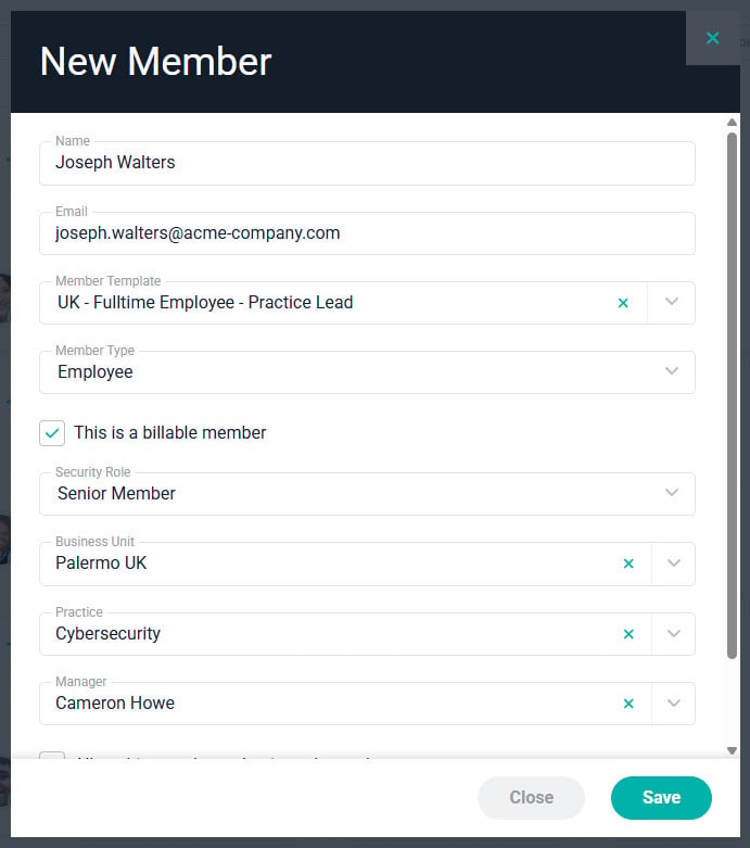 New Member Window