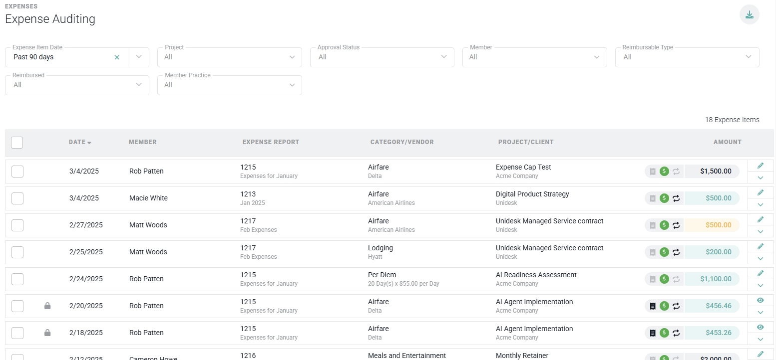 The Expense Auditing Screen