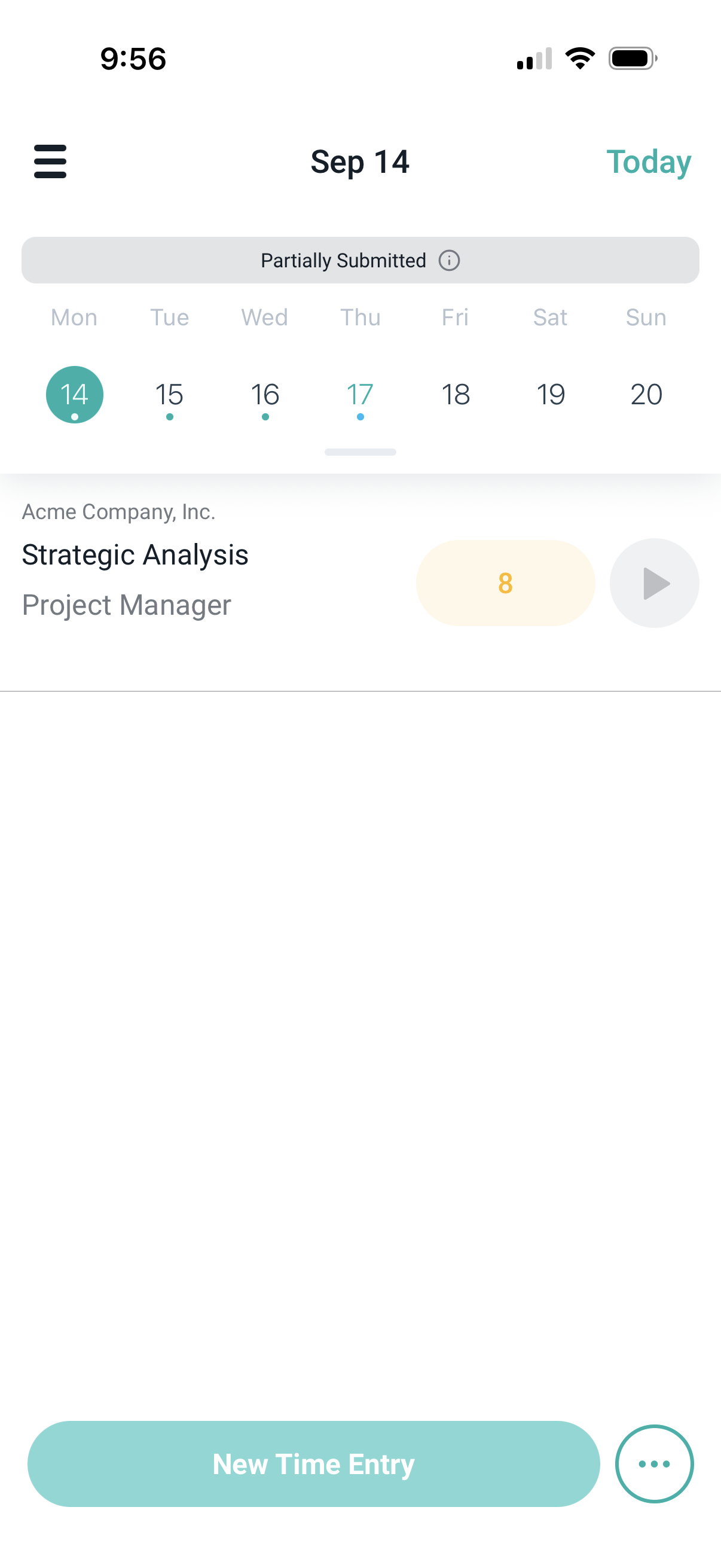 The status bar reading Partially Submitted, with an information icon