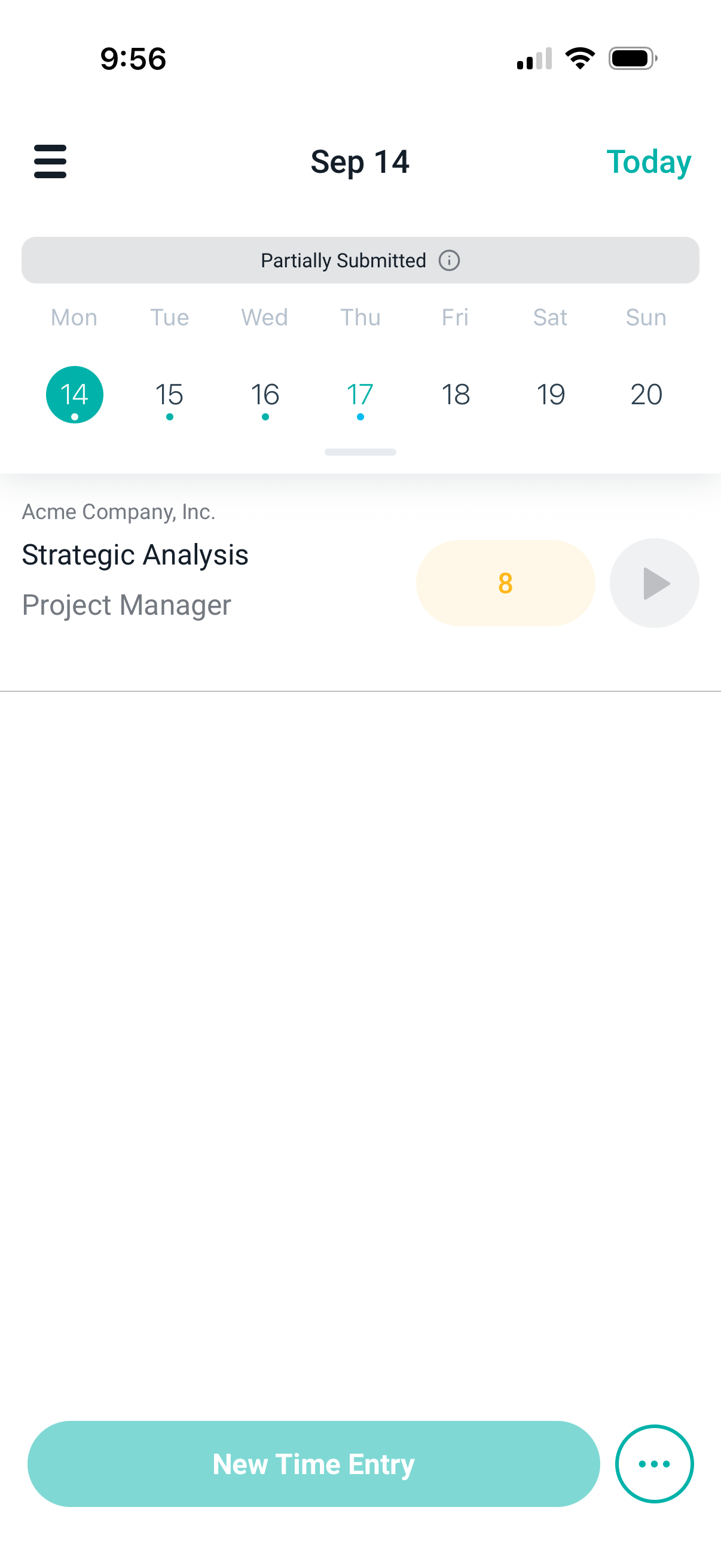 The status bar reading Partially Submitted, with an information icon
