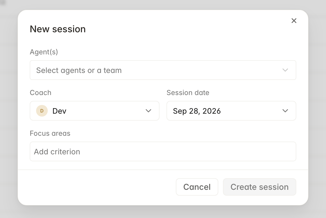 New coaching session dialog